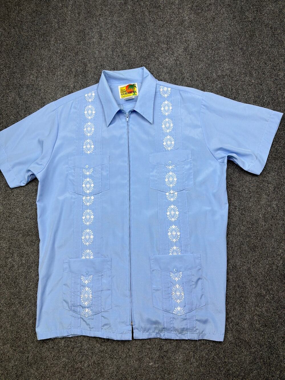 The Genuine Haband Guayabera Zip Front Pleated Shirt Size Medium